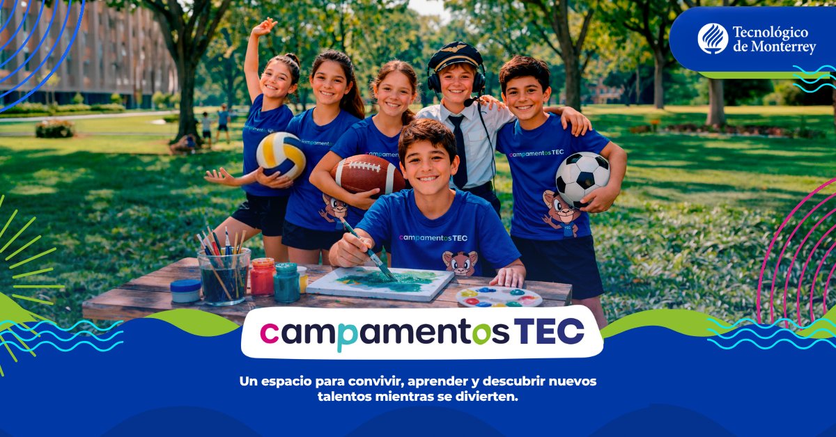 Tec_CCM's tweet photo. ¡Este verano, la aventura y el aprendizaje van de la mano! ☀️🎨⚽  
En nuestros campamentos de verano podrán desarrollar nuevas habilidades, explorar sus talentos y crear experiencias inolvidables mientras se divierten. ​ Inscripciones disponibles en: https://t.co/ESP1KV1gBU https://t.co/Y8d7eC5o7b