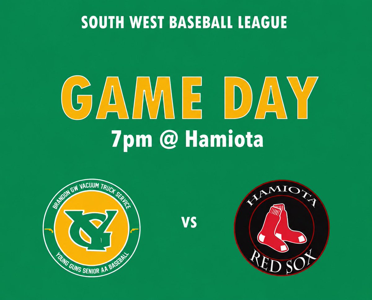 BdnYoungGuns's tweet photo. GAME DAY:
π @HamiotaRedSox
π 7:00pm
π Hamiota, MB
It is do-or-die as we head back to Hamiota to decide the final playoff spot in the North Division Playoffs.
#GoGuns #JO21 #SWBL https://t.co/EK8cAJm5IQ