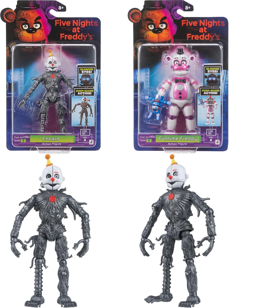 JonnyBlox's tweet photo. New looks at upcoming Five Nights at Freddy's Jazwares figures, releasing this Fall!

• Security Breach Endo Series - Glamrock Freddy, Glamrock Chica, Montgomery Gator, & Roxanne Wolf

• Sister Location World Of - Circus Baby, Funtime Freddy, Funtime Foxy, Lolbit, Ballora, Ennard, Bidybab, & Minireena

(Via: Amazon & A.B. Gee)
#fnaf #fivenightsatfreddys