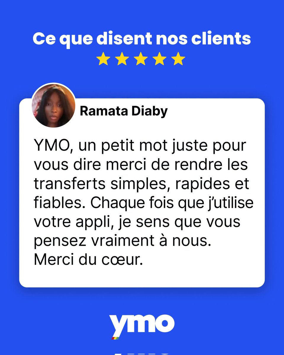 YmoGuinee's tweet photo. Des messages comme celui de Ramata nous rappellent pourquoi nous faisons tout ça 💙

Rendre chaque transfert plus simple, plus rapide et plus fiable, pour que tu puisses envoyer de l’argent à tes proches en toute confiance 🥰

Merci Ramata pour tes mots https://t.co/ZsyRWpJhFC