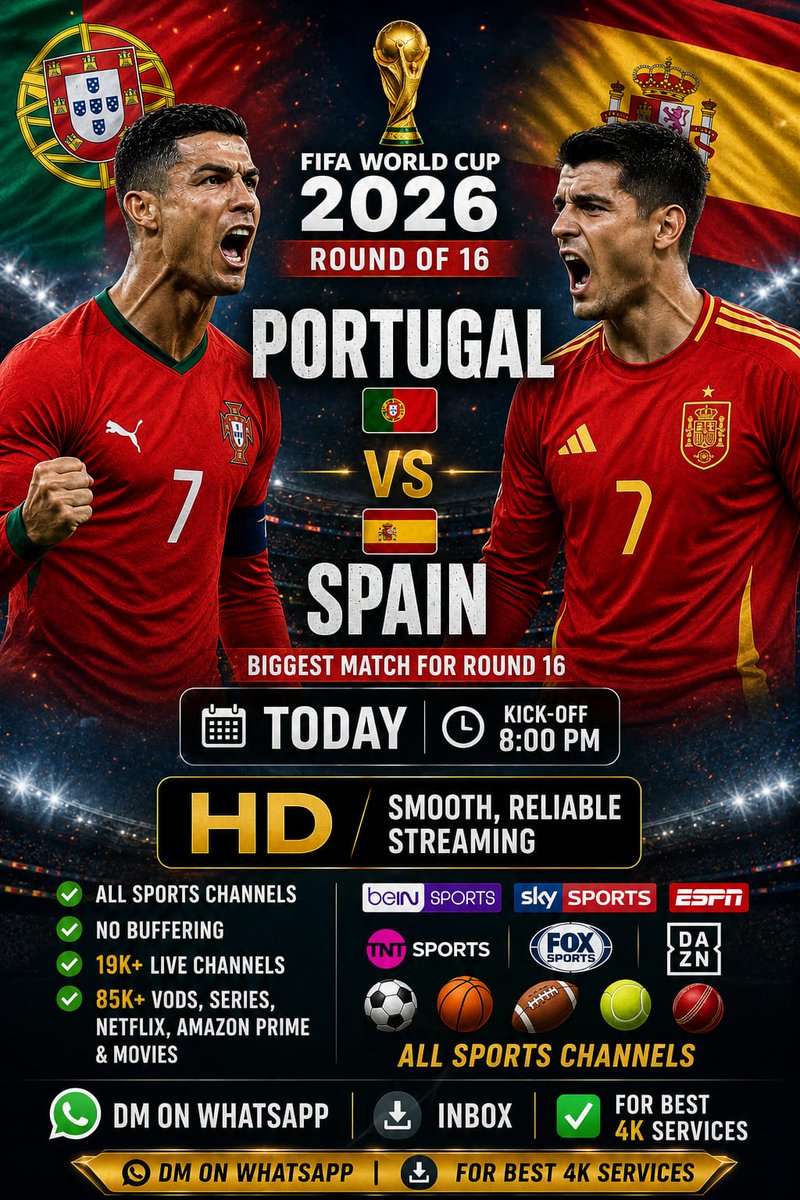 FdShould44483's tweet photo. IPTV France 🔥 Looking for a reliable IPTV service?

Watch today's top football matches live:

🇵🇹 Portugal 🆚 🇪🇸 Spain
🇺🇸 United States 🆚 🇧🇪 Belgium

📺 HD &amp; 4K quality on compatible devices

⚽ Sports, movies, TV shows &amp; entertainment
#NFFC .#NUFC #iptvuk https://t.co/VFgA0ni76e