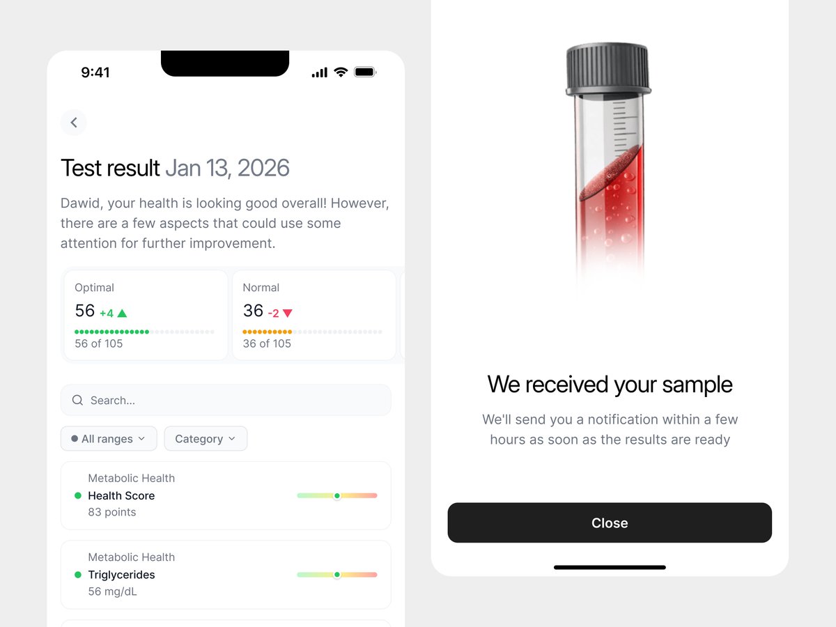 Blood test - test results &amp; sample confirmation