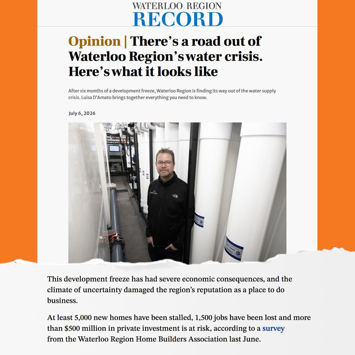 CFifeKW's tweet photo. Many residents &amp; businesses are concerned about the ongoing water crisis in our community.  
"After 6 months of a development freeze, WR is finding its way out of the water supply crisis. Luisa D’Amato brings together everything you need to know." #onpoli https://t.co/y7SK7AEDpr https://t.co/t0WfGfJh7X