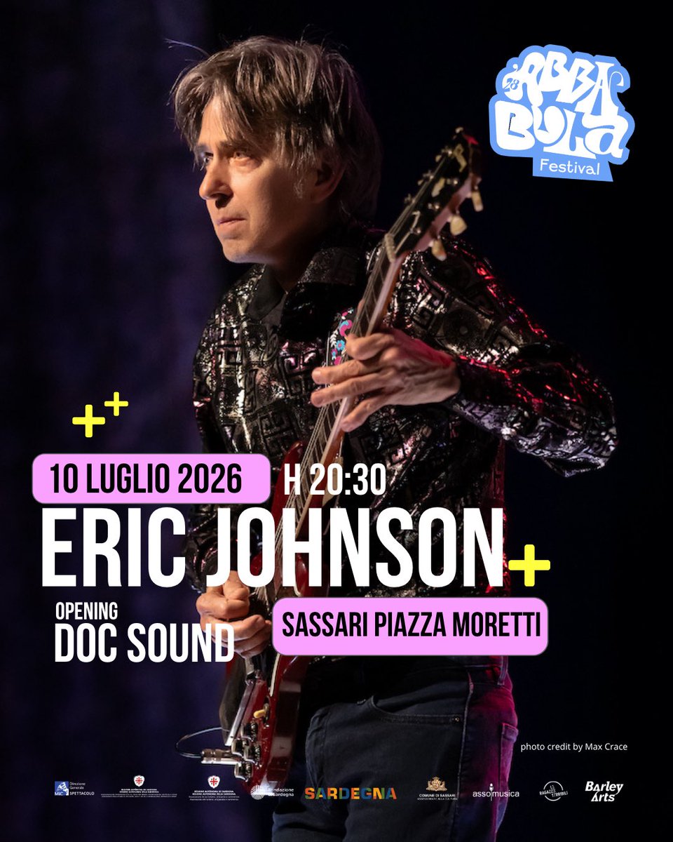 EJUpClose's tweet photo. This Friday, July 10th join Eric Johnson as he brings his Texaphonic Tour with Tal Bergman and Daniel Kimbro to the Abbabula Festival in Sassari, Italy! Get tickets at https://t.co/2Yl2yjRsIK or the link in bio! https://t.co/4GC96ViWhf