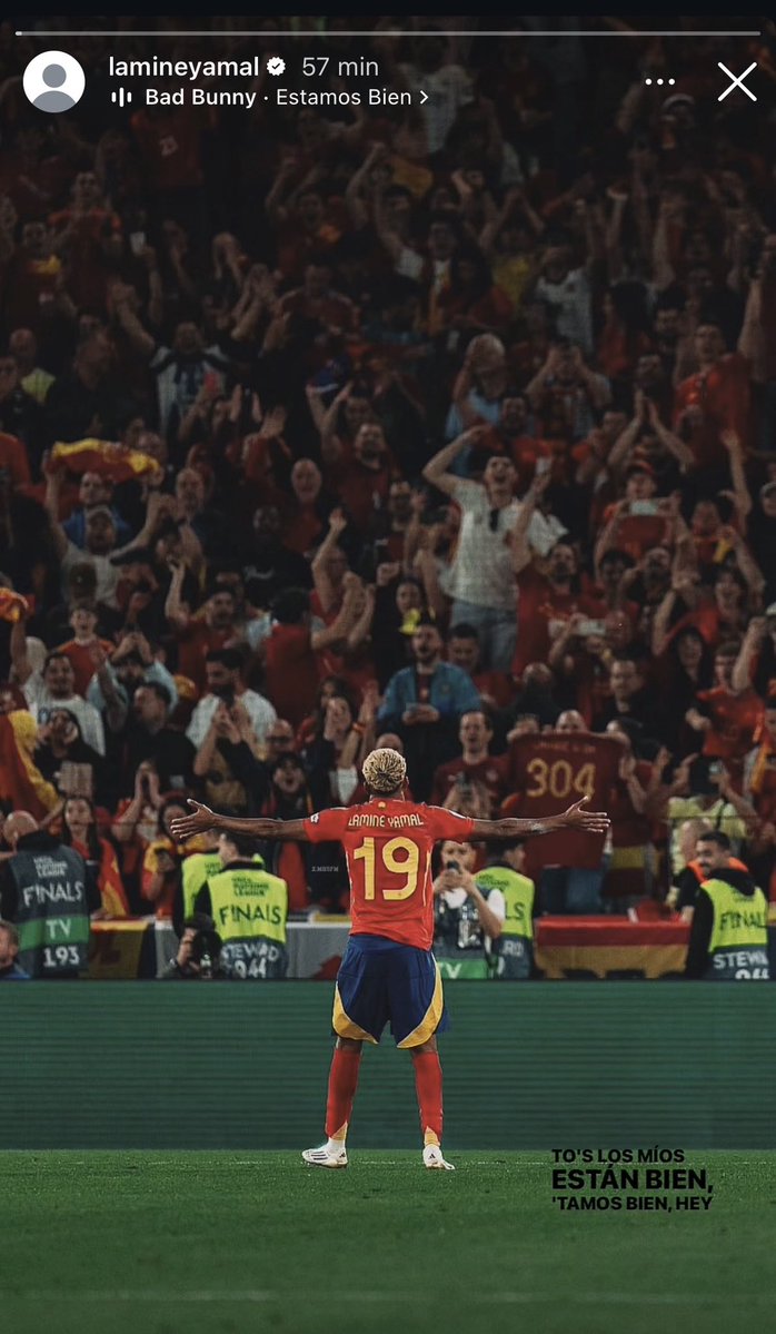 _BeFootball's tweet photo. Lamine Yamal 🇪🇸 a publié la traditionnelle story 

MATCH CONTRE LE PORTUGAL 🇵🇹 À 22:00 🍿 https://t.co/a4ioCOyfgX