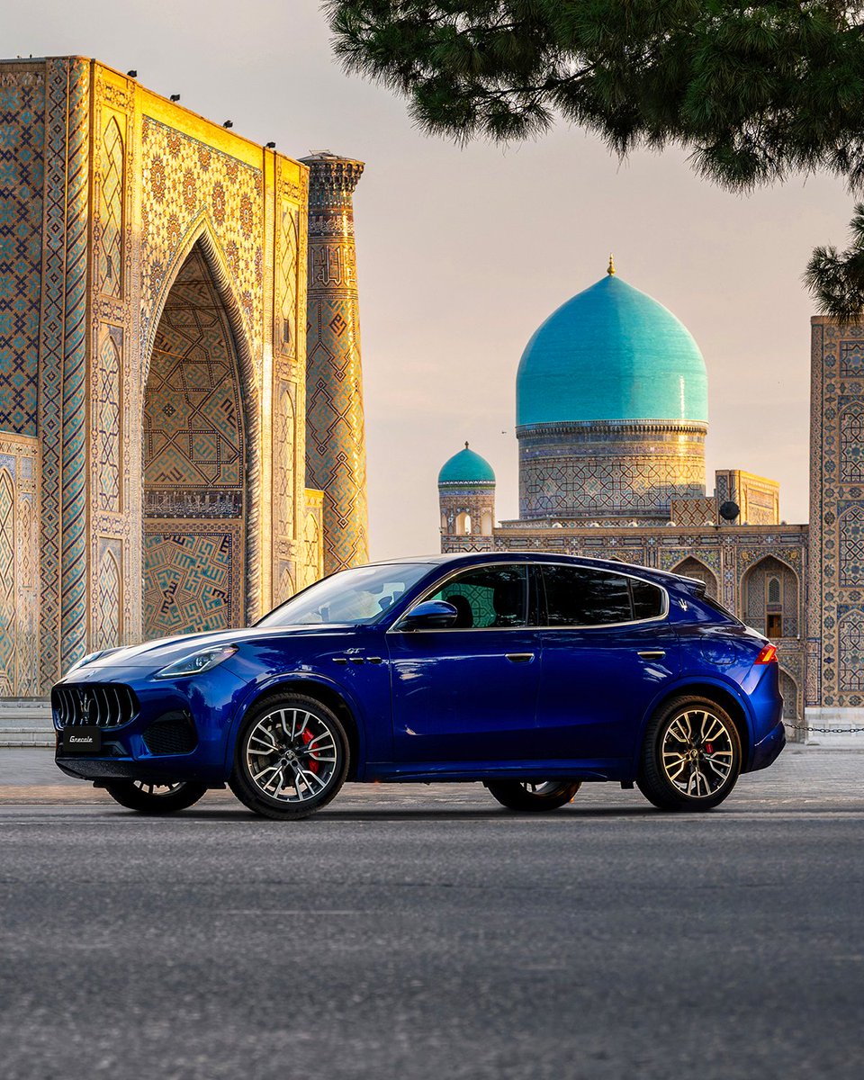 Maserati_HQ's tweet photo. There are places you've heard about all your life.​
Samarkand is definitely among them.​
During the journey, somewhere between these legendary cities and the mountains of Uzbekistan, you realize that some names deserve to become memories and that this experience doesn't need improving. But arriving in a #MaseratiGrecale ensures a grand arrival. ​
#Maserati