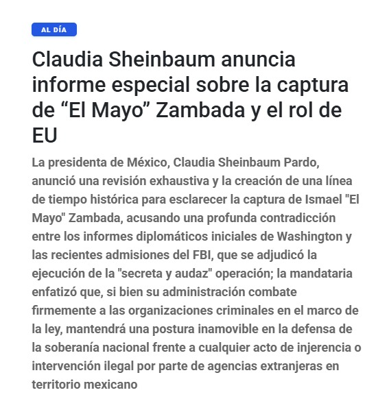 MLopezSanMartin's tweet photo. Sheinbaum pide a la UIF un informe sobre García Luna

También anuncia un informe especial sobre "El Mayo" Zambada

¿Cuándo habrá uno sobre Rocha Moya y Enrique Inzunza? 🤔

📷 @El_Universal_Mx / @emeequis https://t.co/sSwMqWMiLL