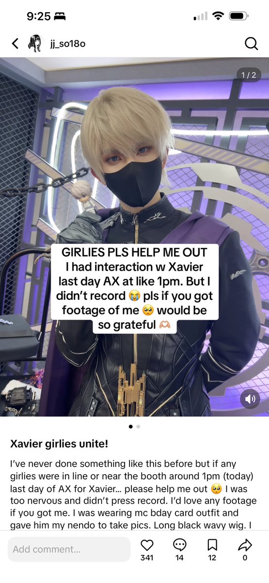 jj_so18o's tweet photo. Girlies telling me to post here but I’m so embarrassed to ask orz. If anyone has footage of me last day of AX w Xavier around 1pm 🥺💕 I be eternally grateful. #loveanddeepspace #animexpo #xavier #lads
I also have vid for the two girlies before me! If you see this can dm me🫶🏼 https://t.co/LiZS7daiVP