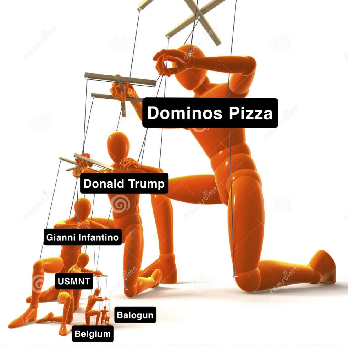 burnerusmnt's tweet photo. The Burner has a theory around the Balogun suspended red card situation but we are not sure the liberal media is ready to hear it: 

Dominos claimed to give away $1 million worth of free pizza if a US player got a red card, they saw what happened and knew they couldn't financially undertake that burden, so they put a call in.