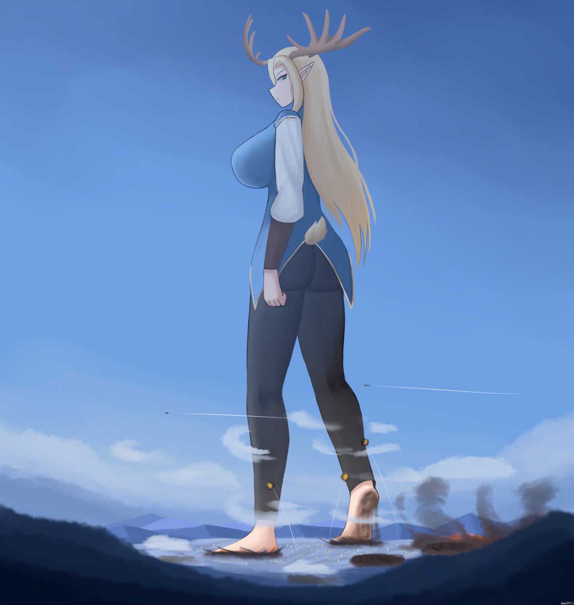 Catfish6935's tweet photo. Retribution from nature~
 Druid giantess Elf is pissed off because her red wood forest garden was destroyed by human and elves!
Comm by @PrimeSnek 

การลงโทษจากธรรมชาติ https://t.co/3c8KCgVQDR