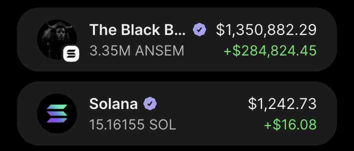 meilinxbt's tweet photo. for the people who told me and advised me to sell, i listened

i sold a small portion and got to enjoy the weekend with my family

but many wanted me to sell my entire bag, and that was never going to happen

now my $1m is worth $1.3m

thinking $ANSEM stops here is honestly stupid

$1b coded for the short term

thanks for play