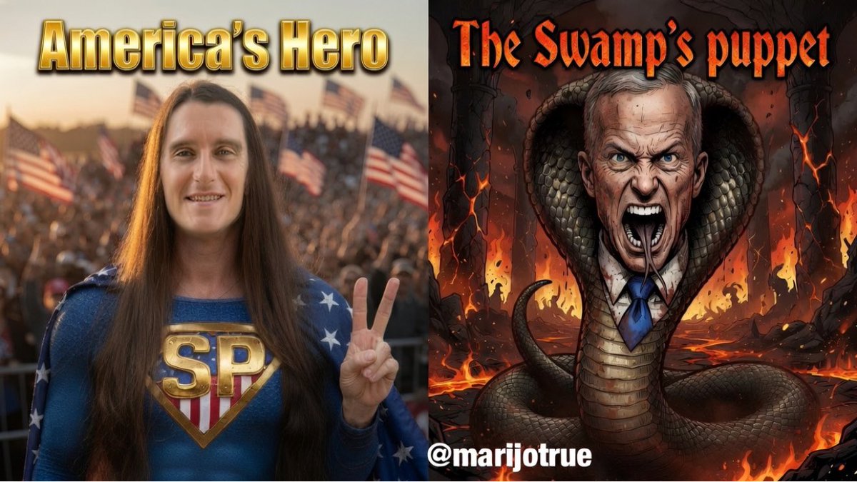 marijotrue's tweet photo. @ScottPresler is a frontline hero, he fights for us like Trump. While @johnthune smugly goes on TV and torches the SAVE Act right to our faces.
Trump drew the line in his July 4th speech: Pass the bill. Presler is fighting for America; Thune is a RINO Traitor. Who agrees with me? https://t.co/NZmcHnrTu0