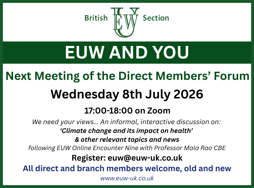 euwbritish's tweet photo. 📆 EUW Direct Members' Forum Meeting: Wednesday 8th July
⏰ 17:00, online
👥 An informal, interactive discussion on 'Climate change &amp; its impact on health' plus other relevant topics and news – all members welcome!
📧 Register: euw@euw-uk.co.uk https://t.co/qHzz4BC3Ed