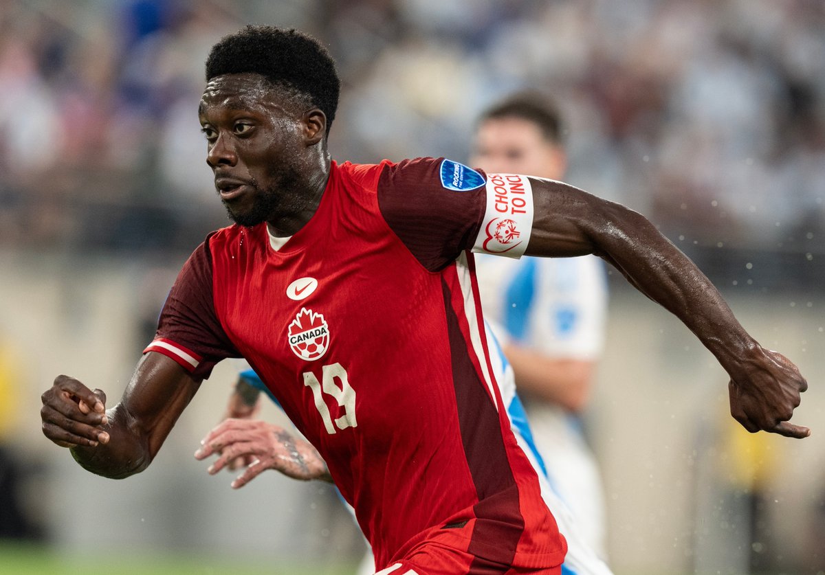 Canada's tweet photo. Born in a refugee camp, “...Canada took me in and made me feel at home.” Now, Alphonso Davies is the Canadian Men’s National Team captain. Which Canadian athlete most inspires you? ⚽  #TeamCanada #MotivationalMonday https://t.co/wlClX2j854