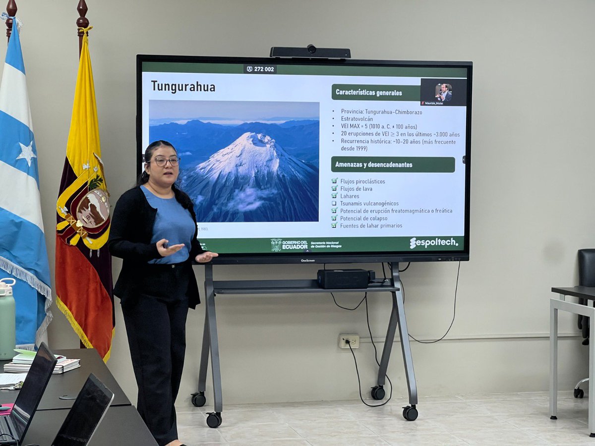 FictESPOL's tweet photo. 🌋 ESPOL-TECH, FICT y la SNGR presentaron los avances del proyecto "Evaluación del Índice de Riesgo Volcánico en el Ecuador", fortaleciendo la cooperación para generar herramientas científicas que apoyen la gestión del riesgo en el país. #ESPOL #ODS11 #ODS17 https://t.co/dSqYGH2gcB