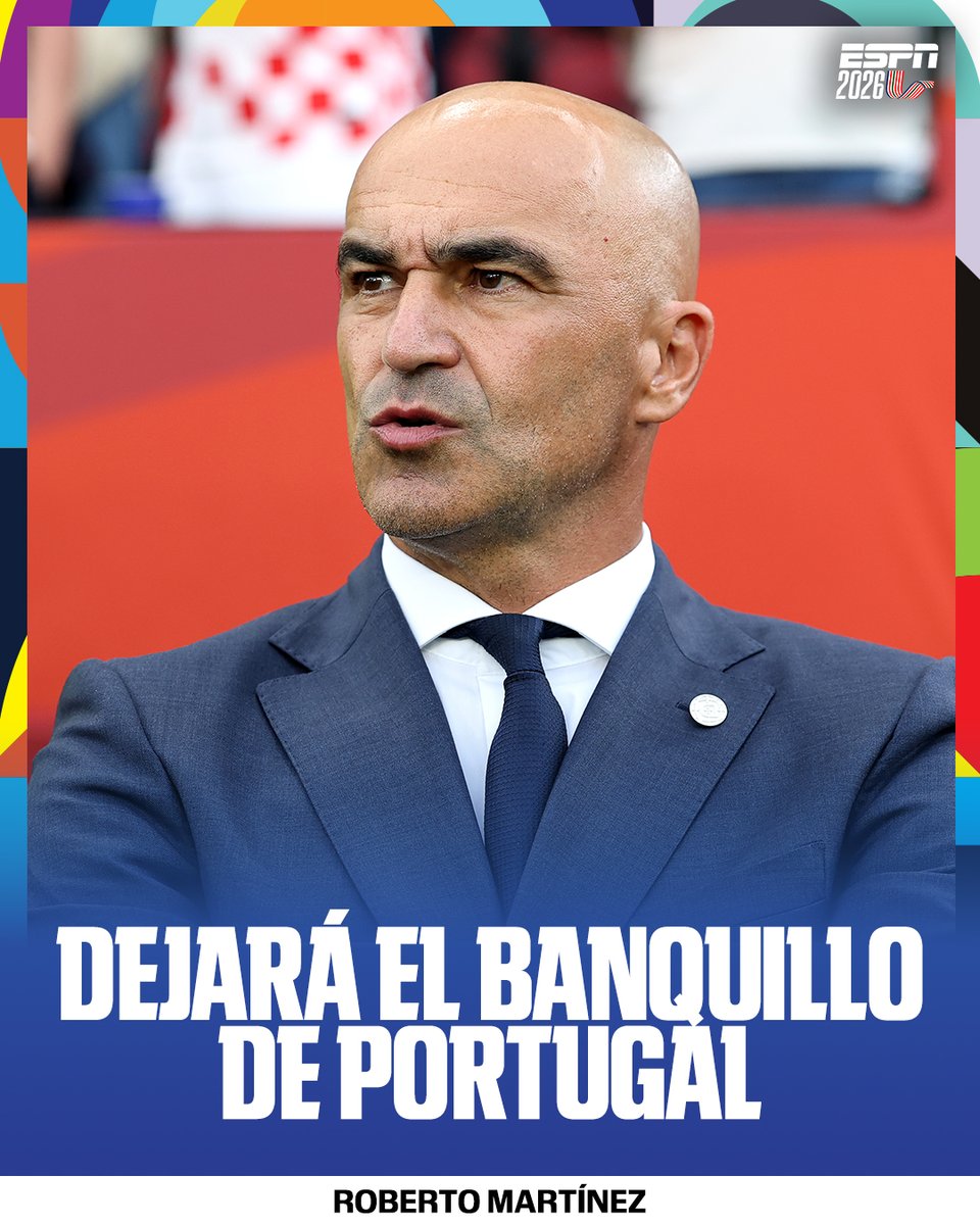 ESPNDeportes's tweet photo. Tras la eliminación de Portugal ante España, Roberto Martínez confirmó que no renovará su contrato como DT de la selección portuguesa ❌🇵🇹. https://t.co/gPNVQlBCy1