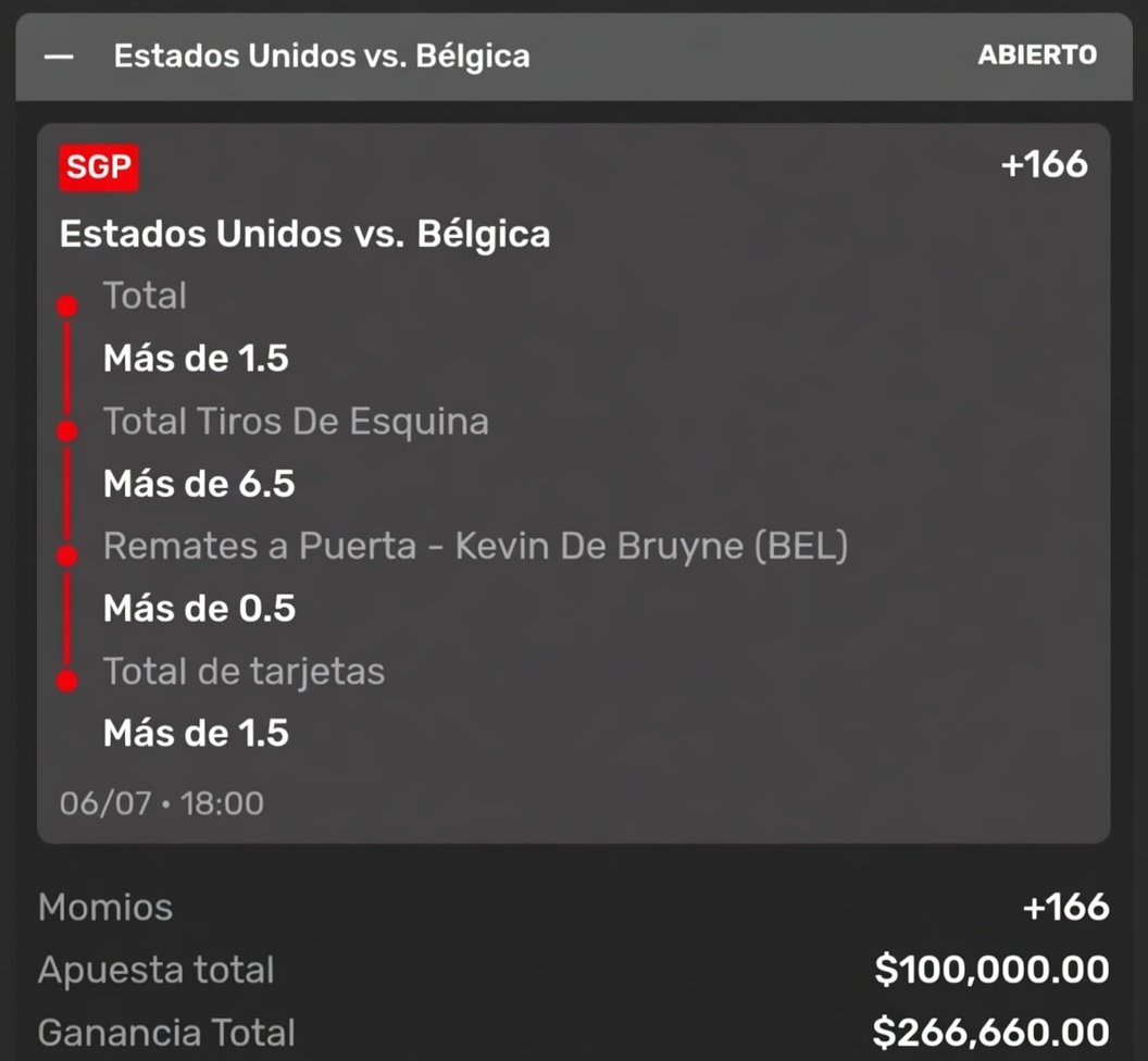 BorjaPicks's tweet photo. Apuesta del día para el Estados Unidos vs Bélgica 🔥
-Cambia y deja solo tiros de esquina + tarjetas para 'menor riesgo', este será un juego muy físico al medio campo-

*Recuerda que no existen apuestas seguras, apuesta con responsabilidad y si pierden ya saben, no se vale llorar https://t.co/lc6rmsYUQh