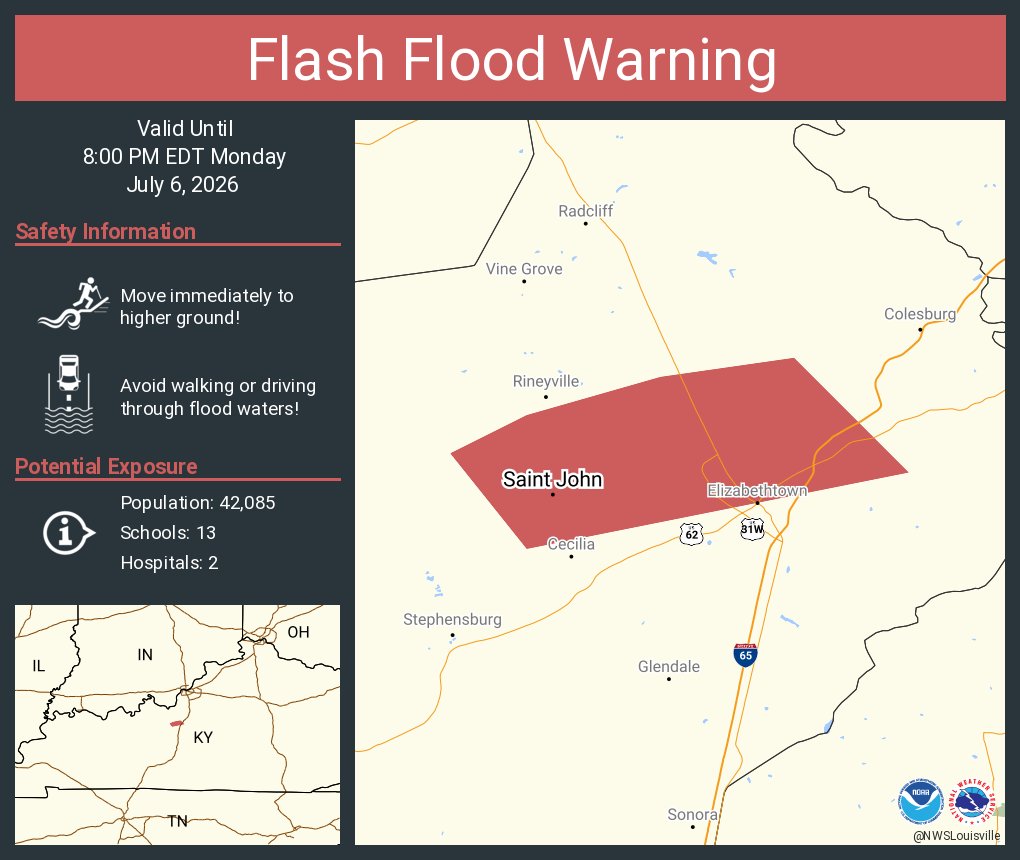 NWSLouisville's tweet photo. Flash Flood Warning including Saint John KY until 8:00 PM EDT https://t.co/xPIF7ciG3u