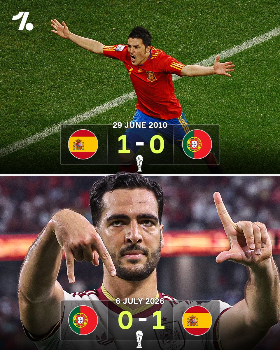 OneFootball's tweet photo. 16 years ago Spain knocked Portugal out of the World Cup in the round of 16 before going on to win the whole tournament 🇪🇸🏆

They've just beaten Portugal in the last 16 1-0... 🔮👀 https://t.co/P5wNQkVH5j