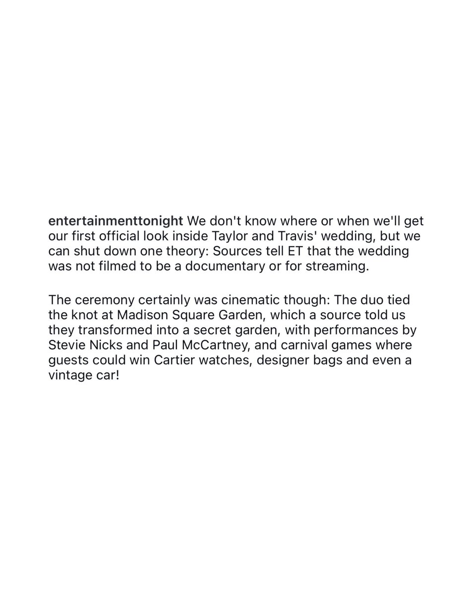 updateswiftbr's tweet photo. Pelo jeito, o óbvio precisava ser dito…

O Entertainment Tonight revelou, por meio de uma fonte, que o casamento de Taylor Swift e Travis Kelce não foi filmado para um documentário nem para plataformas de streaming. https://t.co/CJOvyEFQ0t