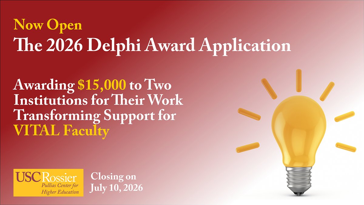 aacu's tweet photo. The Delphi Award application deadline is Friday, July 24. Has your institution made changes to support VITAL faculty? Share your programs, policies, and practices. Two institutions will receive $15K.

https://t.co/aJ6gdaRXXS via @USCPullias https://t.co/l9MPhNHuOd