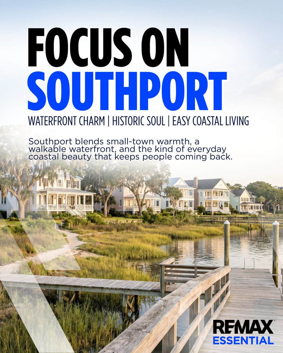 remax_essential's tweet photo. Southport, NC makes coastal living feel timeless and easy. ⚓🌊 Walkable waterfront, historic downtown, local shops, seafood spots, ferry access, and that laid-back @brunswickcountync charm. What do you love most about @CityofSPT? #SouthportNC https://t.co/I9tySaalcC