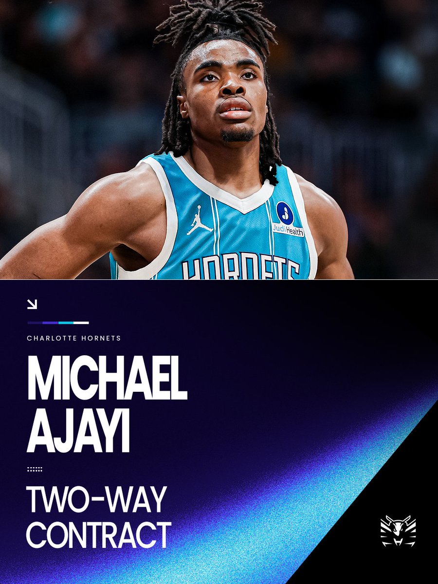 hornets's tweet photo. OFFICIAL: We’ve signed Michael Ajayi to a two-way contract.

@greensboroswarm | #HiveMentality https://t.co/QmrwDF8d2G