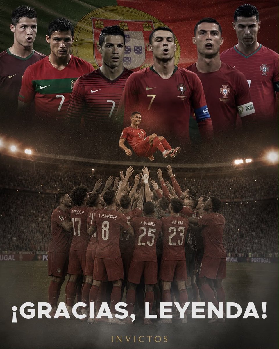 InvictosSomos's tweet photo. Antes de Cristiano Ronaldo, Portugal vio varias Copas del Mundo por TV y estuvo lejos de cualquier protagonismo. Con Cristiano Ronaldo como referente, Portugal se clasificó a todas las Copas del Mundo, volvió a ser una nación respetada en el fútbol de selecciones y soñó como nunca con títulos. 

Campeones de Europa, bicampeones de Nations League y guió a su país a la obtención de títulos cuando era algo que antes no habían vivido. La Copa del Mundo no se dio, pero nadie, absolutamente nadie, puede discutir lo que CR7 le entregó a la Selección de Portugal. 

Máximo goleador histórico. Máximo asistente histórico. Máximo anotador histórico del fútbol de selecciones. Máximo goleador de las Eurocopas. Máximo goleador portugués en Copas del Mundo. Único jugador capaz de marcar en 6 ediciones de Copas del Mundo. El futbolista con más partidos internacionales en toda la historia. Y más de 20 años luchando en la cima. 

Te vas sin poder ser campeón del mundo, Cris. Te marchas sin lograr el título más importante que existe. Pero tu grandeza, tu legado y tu impacto en el planeta van mucho más allá de un trofeo. 

Inspiraste, motivaste, trascendiste. Y no solo en tu país. Todos alguna vez quisimos jugar como tú. Todos alguna vez te tomamos como ejemplo para lograr nuestros objetivos. Y todos, sin importar camisetas o países, te tenemos como referencia de lo que se puede lograr cuando trabajas tu talento y te entregas al máximo por lo que quieres. 

Nos duele que no hayas podido cumplir tu sueño mundialista, pero el mensaje que dejas, de intentarlo hasta el final, de luchar hasta que no se pueda más, resulta aún más valioso.  

Siempre diremos con orgullo que vimos jugar al MEJOR GOLEADOR DE LA HISTORIA. Siempre diremos con orgullo que fuimos testigos del FUTBOLISTA SIN LÍMITES. Y siempre diremos con orgullo que vivimos en la época de CRISTIANO RONALDO DOS SANTOS AVEIRO. 

Gracias por tanto, leyenda.

ERES ETERNO.