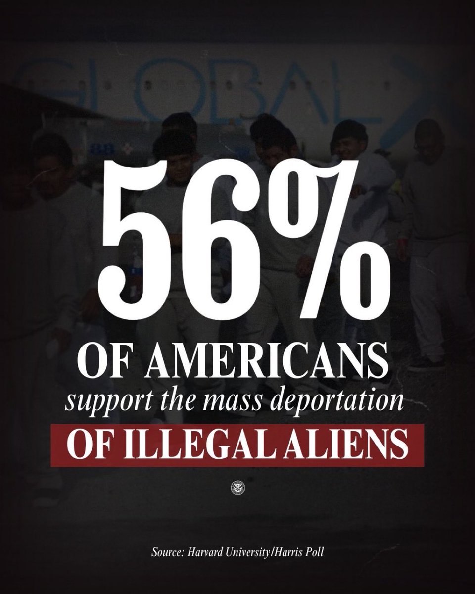 ColorApril's tweet photo. 🔥To all the "I hate America" — Turns out common sense is     
      the majority! 🛑📊 👇Read it and weep.
 
56% of Americans support MASS DEPORTATION 🙌💥
     ,.. Of ILLEGAL ALIENS.
           🇺🇸  𝗠𝗔𝗞𝗘 𝑨𝒎𝒆𝒓𝒊𝒄𝒂 𝑺𝑨𝑭𝑬 𝑨𝑮𝑨𝑰𝑵 💪 https://t.co/ffELYM5K7n