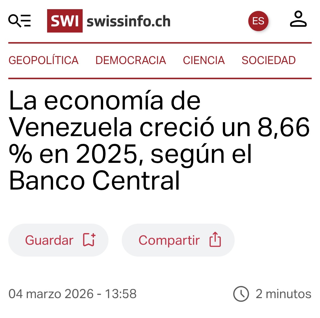 RodRettig's tweet photo. Paraguay creció 6% en 2025. 

Entonces, según la nueva escuela económica del kastismo, hay que copiar todo lo que hace Paraguay porque el crecimiento demuestra que su modelo es correcto.

Venezuela creció 8,6% en 2025, Cepal dice que fue 6.5%.

Por consistencia intelectual, supongo que mañana anunciarán control de cambios, nacionalizaciones y un Ministerio de la Revolución Bolivariana.

O quizás el crecimiento de un año no prueba, por sí solo, que cualquier política citada pilucha sea la causa del crecimiento.