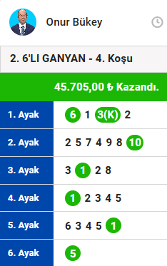 OnurBukey's tweet photo. Kanada Woodbine 2.Altılı Ganyan @sonduzluk ve WhatsApp grubumdaki tüm üyelerimize hayırlı olsun. 

2.Altılı Ganyan: 1 misli 45.706 TL, 2 mislisi ise 91.410 TL verdi. İyi geceler. https://t.co/Pq4EaZsVKy