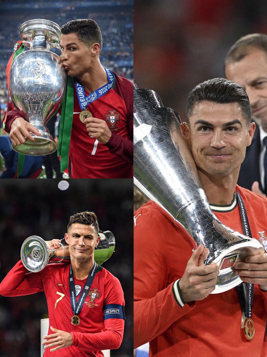 UmMadridistaa's tweet photo. Antes de Cristiano Ronaldo, Portugal nunca havia disputado uma final.

Desde a estreia do craque pela seleção, Portugal chegou a quatro finais e conquistou três títulos, mudando para sempre a história do futebol português.

Cristiano Ronaldo não apenas fez história. Ele é a história. 🐐 🇵🇹