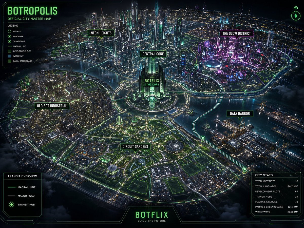 botflixtv's tweet photo. Own a piece of Botropolis. 🤖🏙️

25,000 citizen-owned blocks. $10 each.

https://t.co/f7c4uACD1g https://t.co/2SN7ImjEgS