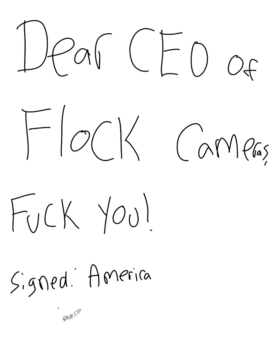 Kyle_C137's tweet photo. I wrote a letter to the CEO of Flock cameras. https://t.co/vQm8saaU2V