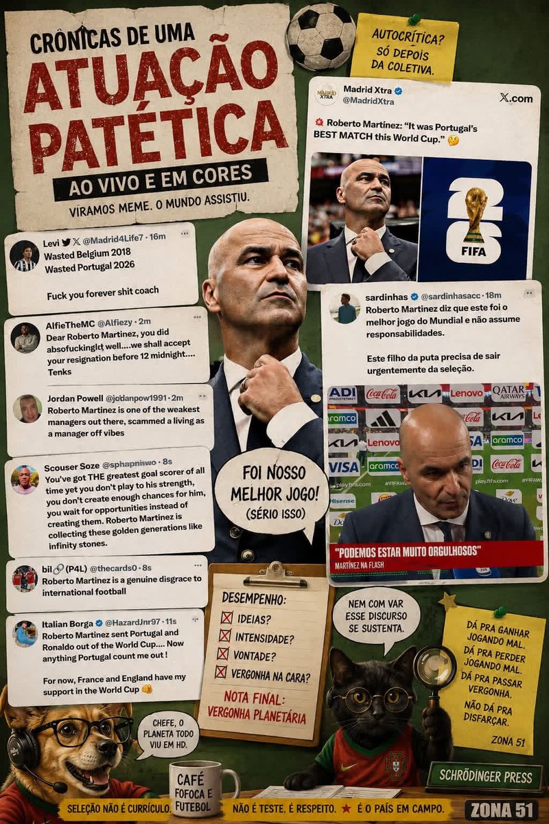 occupyMB's tweet photo. E segue a vadiagem…

Respeitando profundamente quem está trabalhando e enfrentando a ressaca física… a cívica … ou as duas.😅 #copadelmundo #Futebol #Copa2026 #Seleção #Portugal #RobertoMartinez #Humor #MemesEnEspañol https://t.co/Ns5KclqEnP