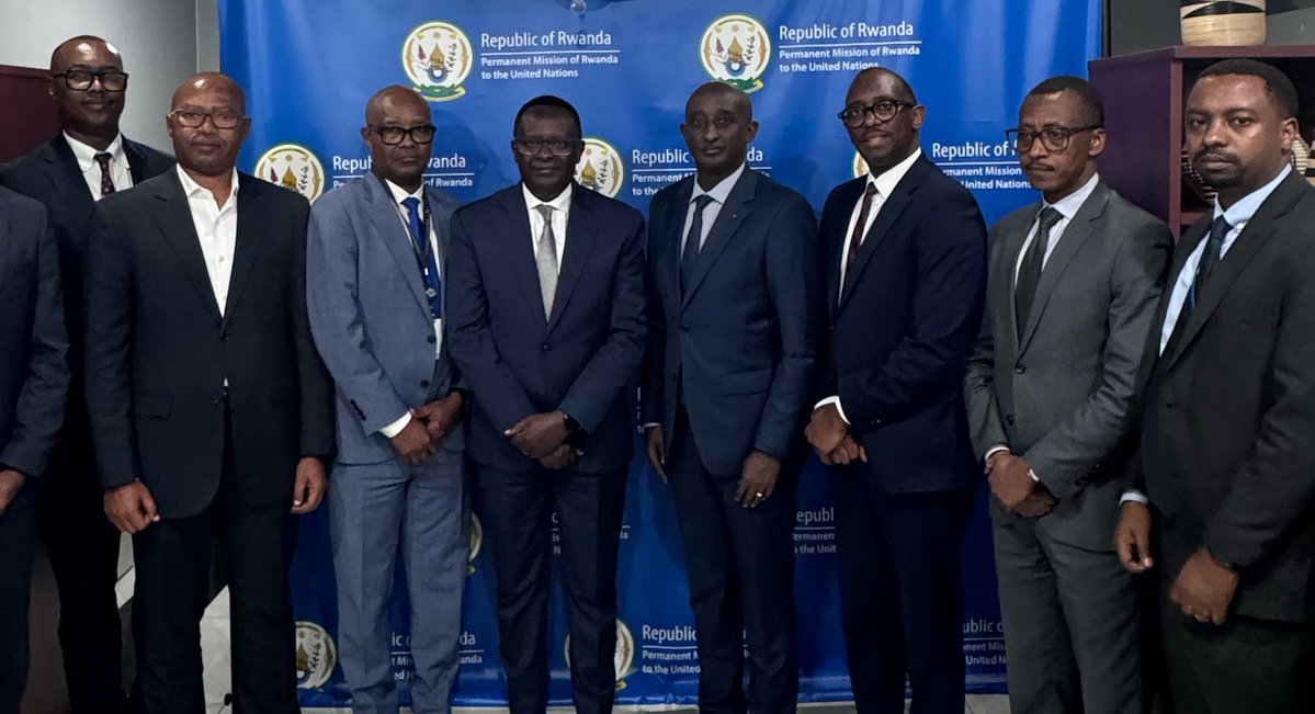 RwandaUN's tweet photo. Today, @Rwandapolice delegation, led by Inspector General of Police CG Felix Namuhoranye, paid a courtesy visit to the Permanent Mission of Rwanda to the UN, ahead of the United Nations Chiefs of Police Summit (#UNCOPS2026) in New York. https://t.co/2OPZQvWhHE
