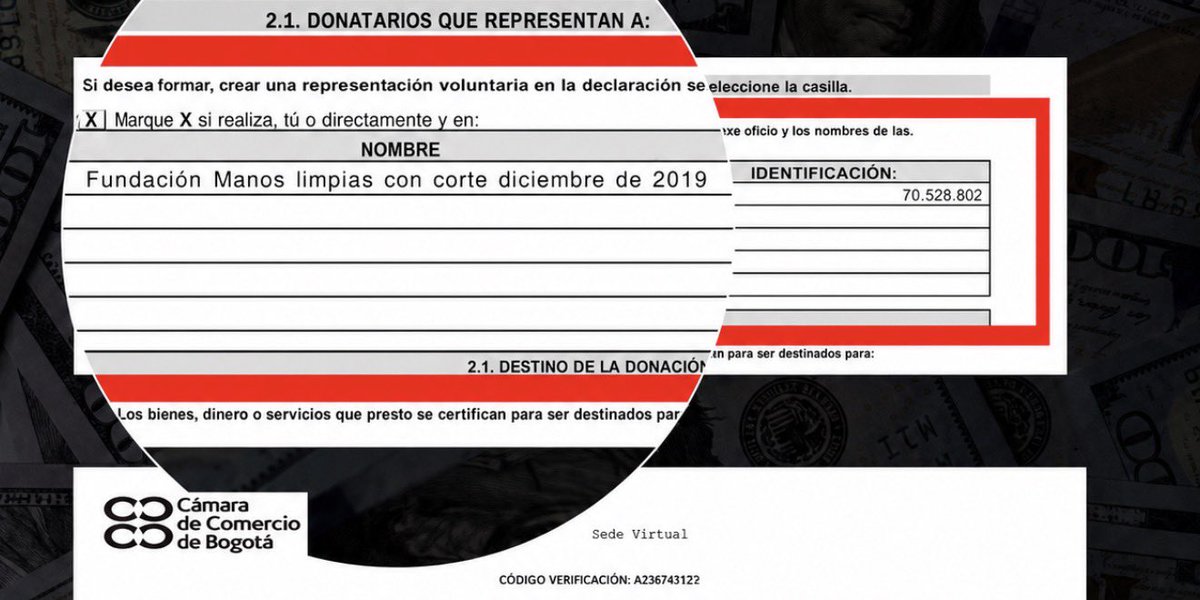 SALVARANM's tweet photo. Se le cae la careta a @GustavoBolivar.

Las donaciones de los salarios que dijo realizó, terminaron en propiedad de su misma corporación llamada como Manos Limpias.

 ¿Eso fue una donación desinteresada o una transferencia a una organización bajo su propio control? https://t.co/CYQOv2xqd2