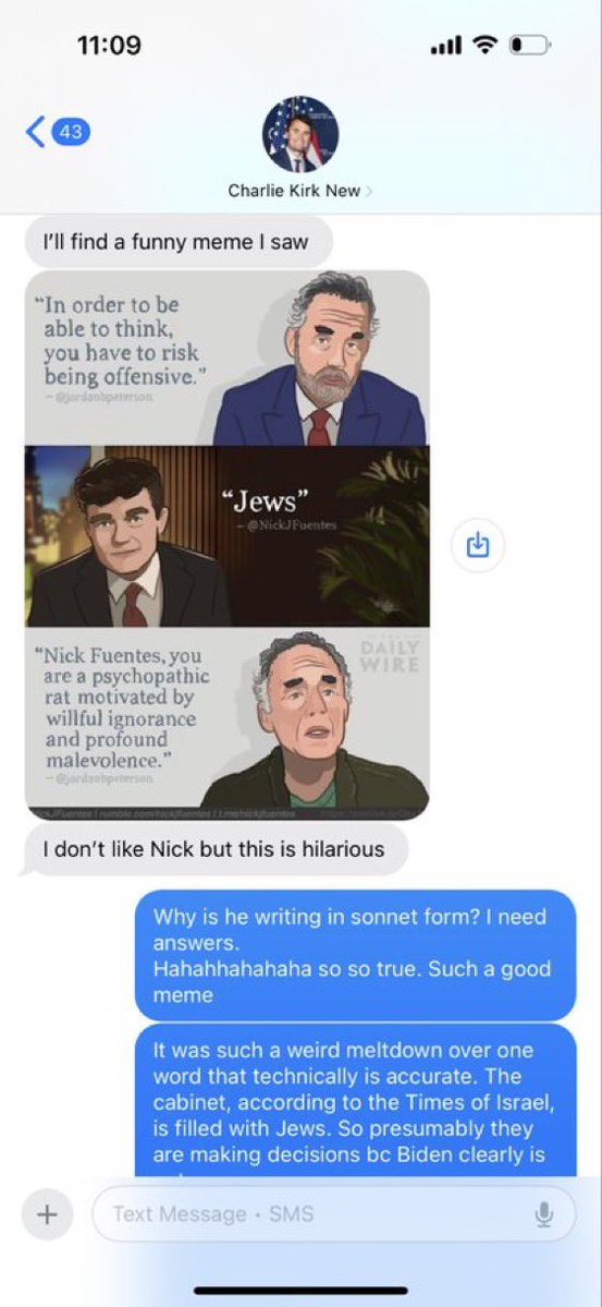 AFpost's tweet photo. Candace Owens released a message from Charlie Kirk mocking Jordan Peterson for psychotically attacking Nick Fuentes over his opinions on Jews after Oct. 7th.

Follow: @AFpost https://t.co/MBS01glPKQ