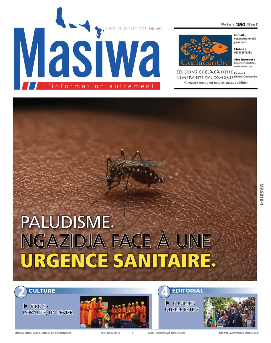 JournalMasiwa's tweet photo. La UNE de Masiwa n°590 paru lundi 6 juillet 2026. À lire sur https://t.co/bP2yv3LSNf ou au format PDF. https://t.co/0LZmpM71Fc