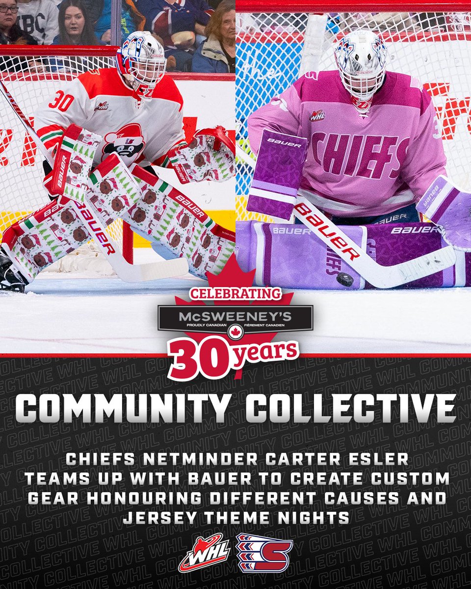 TheWHL's tweet photo. Through @CanadianJerky's #WHLCommunity Collective, we're showcasing our teams are proud of.
Here's how @spokanechiefs netminder Carter Esler put a new twist on a classic in hopes of helping various causes and theme nights out!
π | https://t.co/zE1nmy4dWj https://t.co/ajhDiizDwM