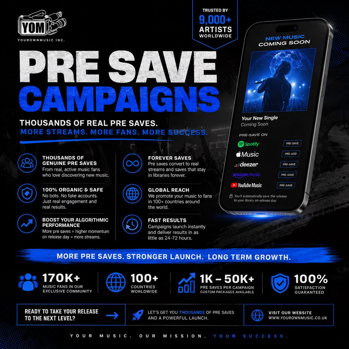 YourOwnMusic's tweet photo. We can help you generate thousands of 
Genuine pre saves across all dsps today. 
If you have a single about to drop and in 
Pre release visit - https://t.co/BcpSULsroH https://t.co/j7x4PR3ZTO