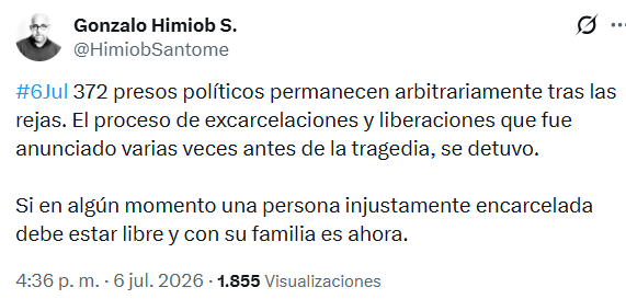 la_katuar's tweet photo. .@HimiobSantome reitera la urgencia de la liberación de todos los presos políticos  

El vicepresidente de la ONG @ForoPenal recordó que aún hay 372 personas secuestradas por el régimen 

#Venezuela https://t.co/wsUl8RDg7e