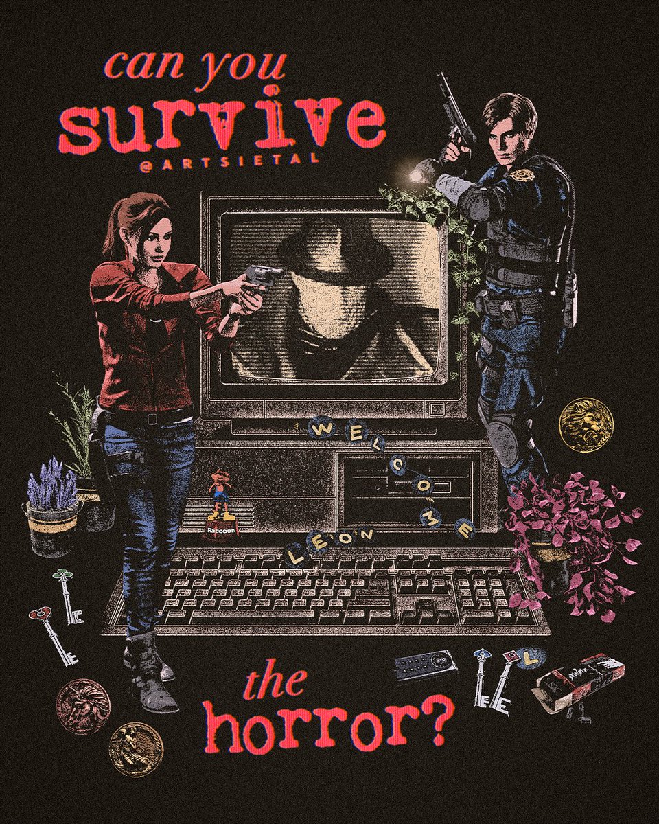 artsietal's tweet photo. can you survive the horror? 🪴

#ClaireRedfield #LeonKennedy #ResidentEvil2 https://t.co/Gomcv1jhAI