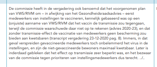 dancalegria's tweet photo. De Jonge wordt dadelijk zogenaamd hard aangepakt. Vandaag was al te zien dat het advies "Dansen met Jansen" bij de Jonge vandaan kwam en dat dat niet klopte met de adviezen. (Verhoor Marjolijn Sonnema)

Vandaag bij de NOS, de Jonge ging tegen het advies in van de gezondheidsraad! Hij wilde zorgpersoneel injecteren om ringbescherming te creeren, maar dat stoelt op transmissie reductie en dat was nog helemaal niet duidelijk.

Heerlijk als de instituten elkaar afvallen. De GR doet alsof zij altijd al kritisch waren. dit proberen zij te bewijzen via een transcriptie van een bespreking van 23 dec 2020. https://t.co/EzGIkF653g

Dat lijkt heel stoer, maar waarom konden we dat dan niet in het advies terug lezen? Want dat is wat de GR nu claimt.

Er lijken een paar dinegn door elkaar te lopen. In mei 2021 komt de GR alsnog met een advies over transmissie, terwijl er dan ook geen bewijs is dat het daar tegen helpt (spoiler alert, dat bewijs zal er ook nooit komen)
https://t.co/IXFf8jCWUy

Zie volgende post