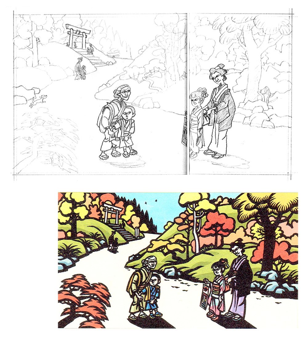 下絵は制作中に重ねて切られてしまうので本来残らないものらしいのだが