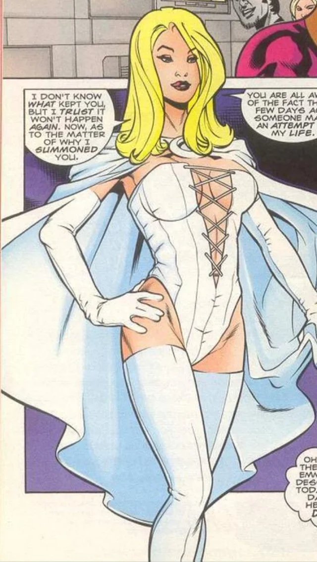 pnkeez's tweet photo. when marvel rivals chooses to adapt this version of Emma's white queen costume instead of her classic one https://t.co/k0hsflaBem