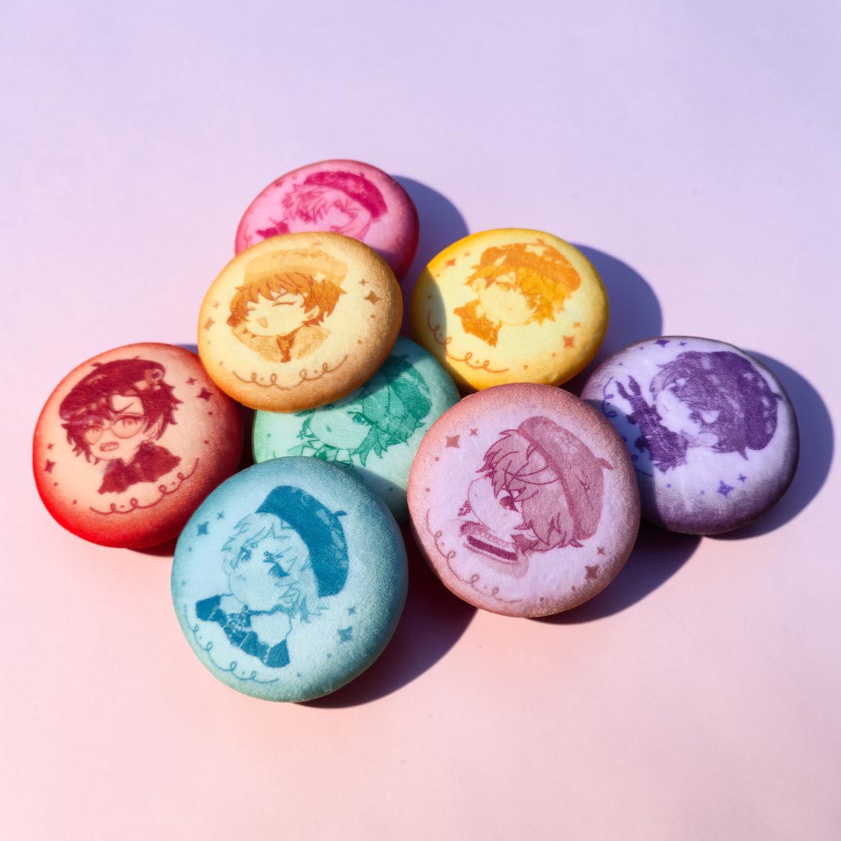 KatoKathy's tweet photo. Macaron plush buttons of the Captains wearing their berets~ 🤤🍪

#TokyoDebunker #tkdb #東京ディバンカー https://t.co/O1vkL5soOp
