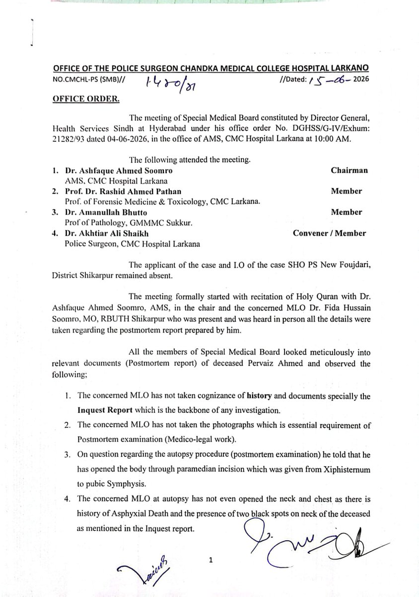 SM_Law_Firm's tweet photo. The DG Health Sindh Medical Board, constituted on the orders of the 5th ADJ, Shikarpur, has concluded that the initial post mortem report was incorrect
InshaAllah, truth & justice will prevail. I am representing the victim's family pro bono & will pursue this case until justice. https://t.co/VHKbG7tvid