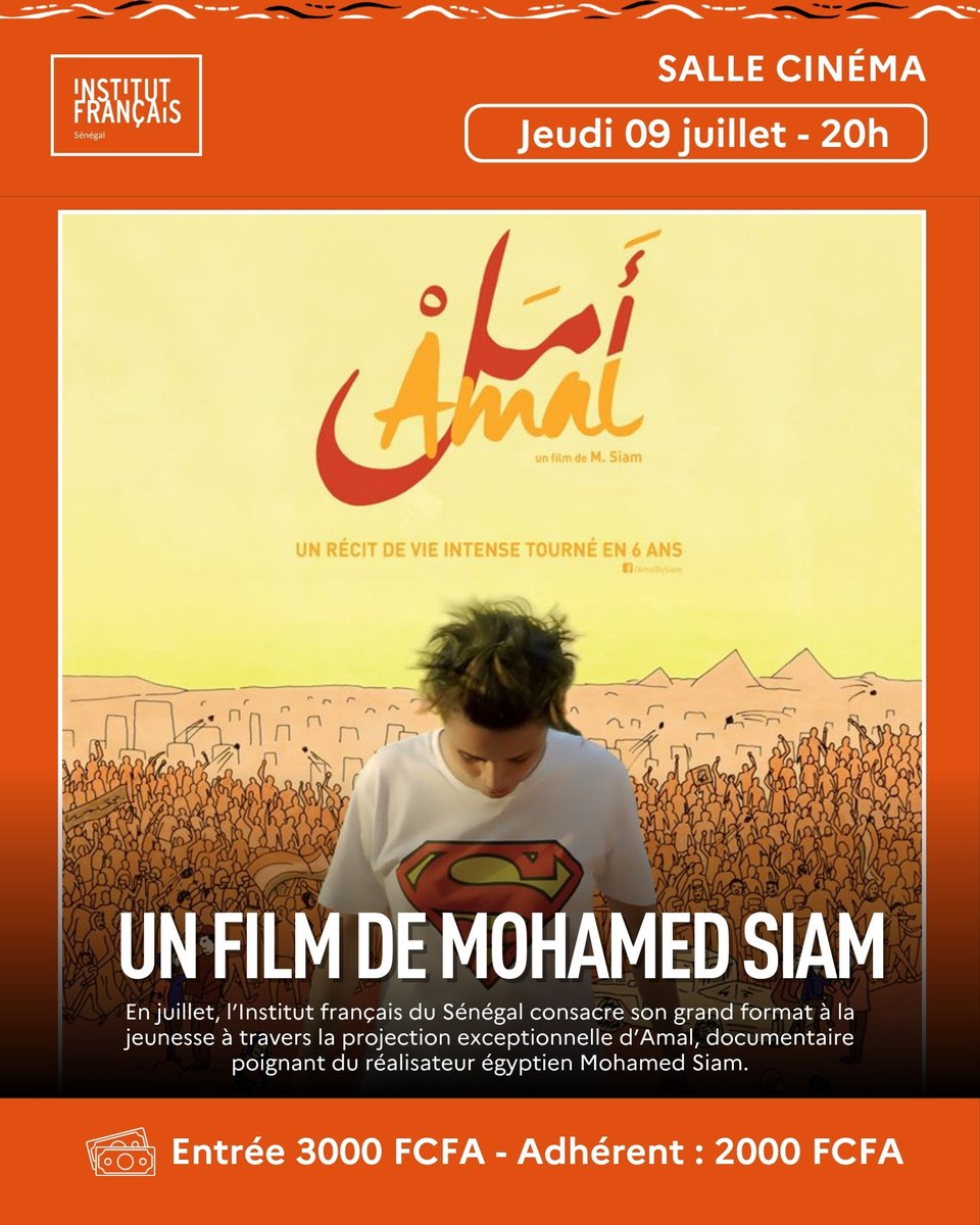 WakhArt's tweet photo. 🎬 En juillet, le Grand Format de @IFSenegal_DK met la jeunesse à l’honneur avec #Amal de #MohamedSiam.
Un documentaire puissant tourné sur 6 ans, où le destin d’une adolescente éclaire l’histoire d’une génération.
🎞 Bande-annonce : https://t.co/3kjFYrK7jc
#Cinéma #Dakar https://t.co/WQPXdLgc69