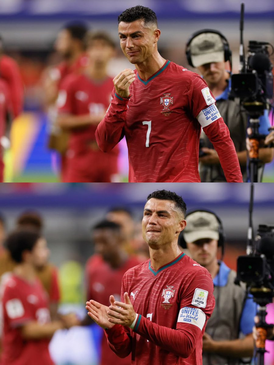 Daanitco's tweet photo. Con este Mundial Cristiano Ronaldo se convierte en el único jugador en llorar en 6 Mundiales seguidos, el hombre de los récords!!!. https://t.co/9N6Apw91kj